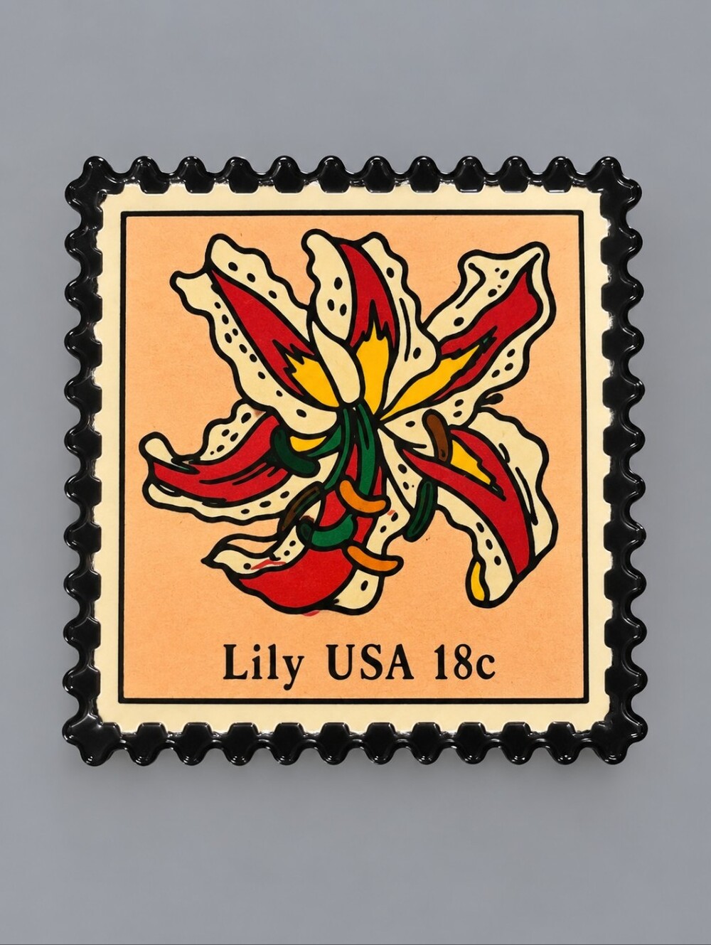 Vintage JG&A 1981 Lily USA Floral 18 Cent Postal Stamp Pin